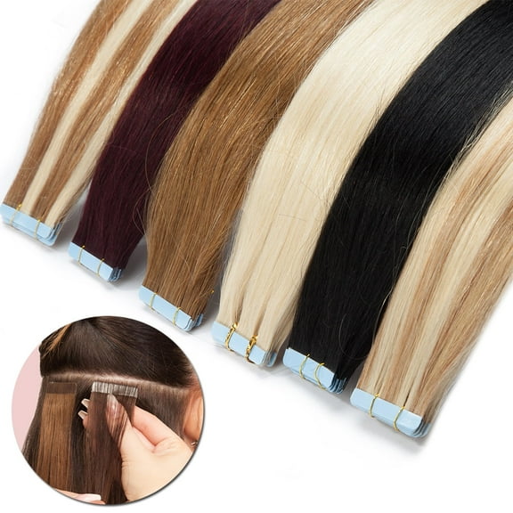 SEGO Tape in Hair Extensions 100% Real Remy Human Hair Long Straight Gold Hair Acessories Clearance