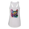 thumbnail image 3 of Cute Cat | Dean Russo Art Animal Lover Ladies Racerback Tank Top, White, X-Large, 3 of 6