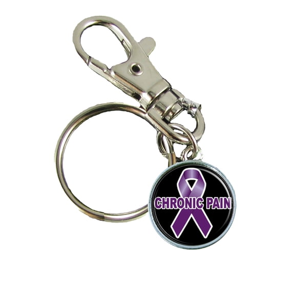 Chronic Pain Awareness Keychain Support Silver Plated Jewelry Key Chain