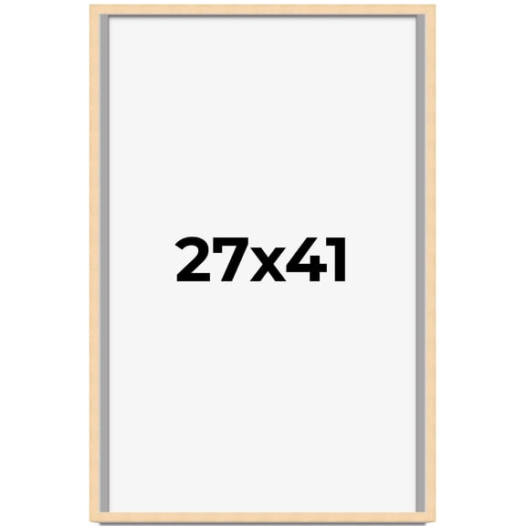 27x41 Frame Natural Wood Picture Frame | 0.75 Inch Moulding Width | with UV Acrylic Plexiglass,