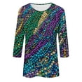 thumbnail image 5 of Cadancy Mardi Gras Shirt for Women Plus Size Trendy Graphic Casual Shirts 3/4 Sleeve Crew Neck Carnival Blouse Holiday Funny Rave Party Outfits Tops, 5 of 5