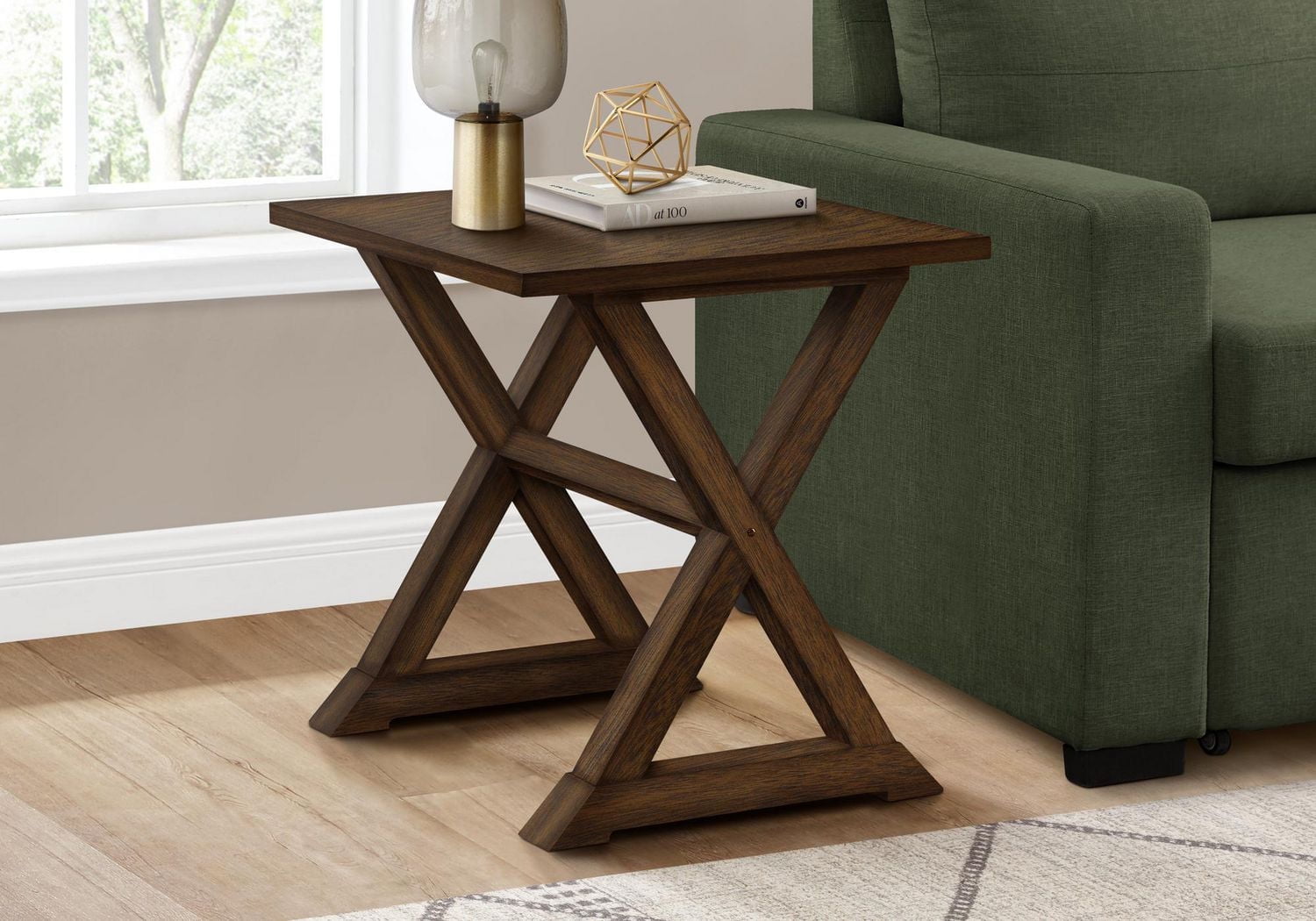 Monarch Specialties Accent Table, End, Side Table, Square, Nightstand, Bedroom, Lamp, Brown Veneer, Transitional