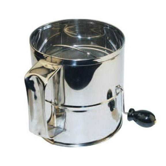 Winco Stainless-Steel Rotary Sifter, 8 Cup, Silver
