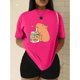 thumbnail image 3 of Playera Blusa Divertida De Capybara Tomando Jugo Ropa De Mujer Capibara Color Fucsia Talla Mediana Marca Emil SaEs, 3 of 4