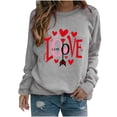 thumbnail image 1 of Amzcrzy Chandail en Molleton pour Femmes Saint-Valentin Drôle Cœur Amour Graphique Chandail Col Rond Manches Longues Chemises Amples Douces Mode Printemps Polyvalentes, 1 of 3