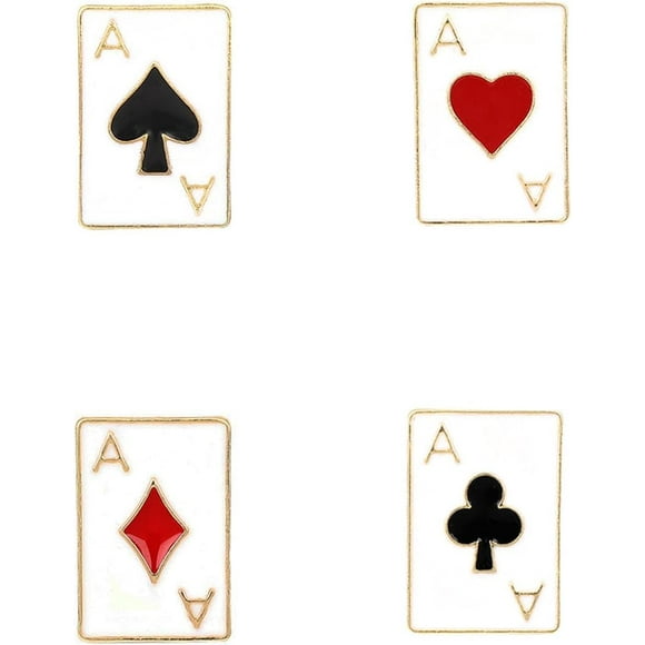shiyou-4 pcs Playing Card Enamel Lapel Pin Poker Playing Hand Cards Brooch Pin Playing Cards Brooch