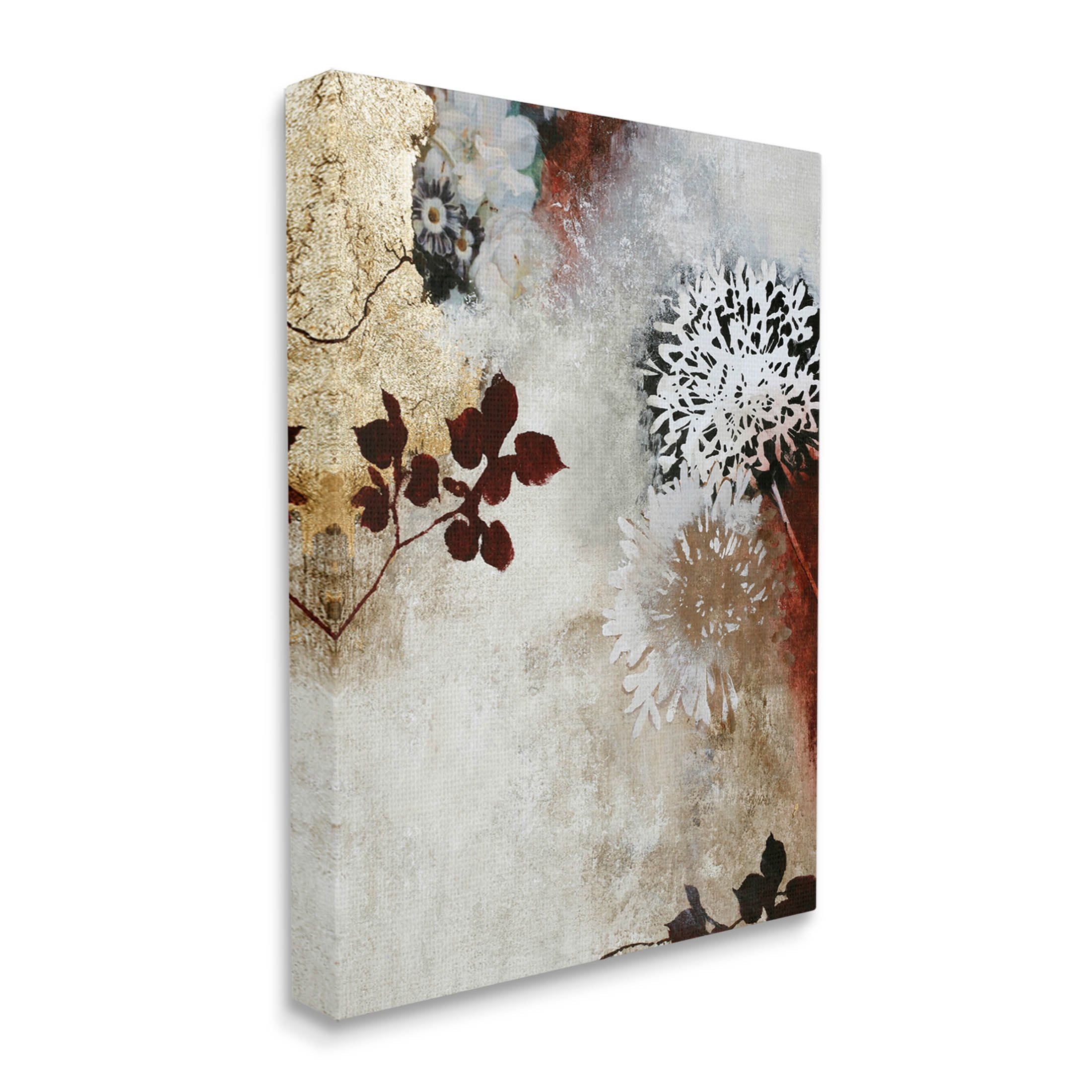 Flower Blossom Silhouette Outlines Abstract Graphic Art Gallery Wrapped Canvas Print Wall Art