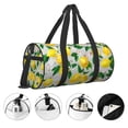 thumbnail image 5 of Xecao Lemon1 print Round Travel Duffel Bag is a foldable gym bag with an inner pocket, perfect for travel sports, 5 of 8