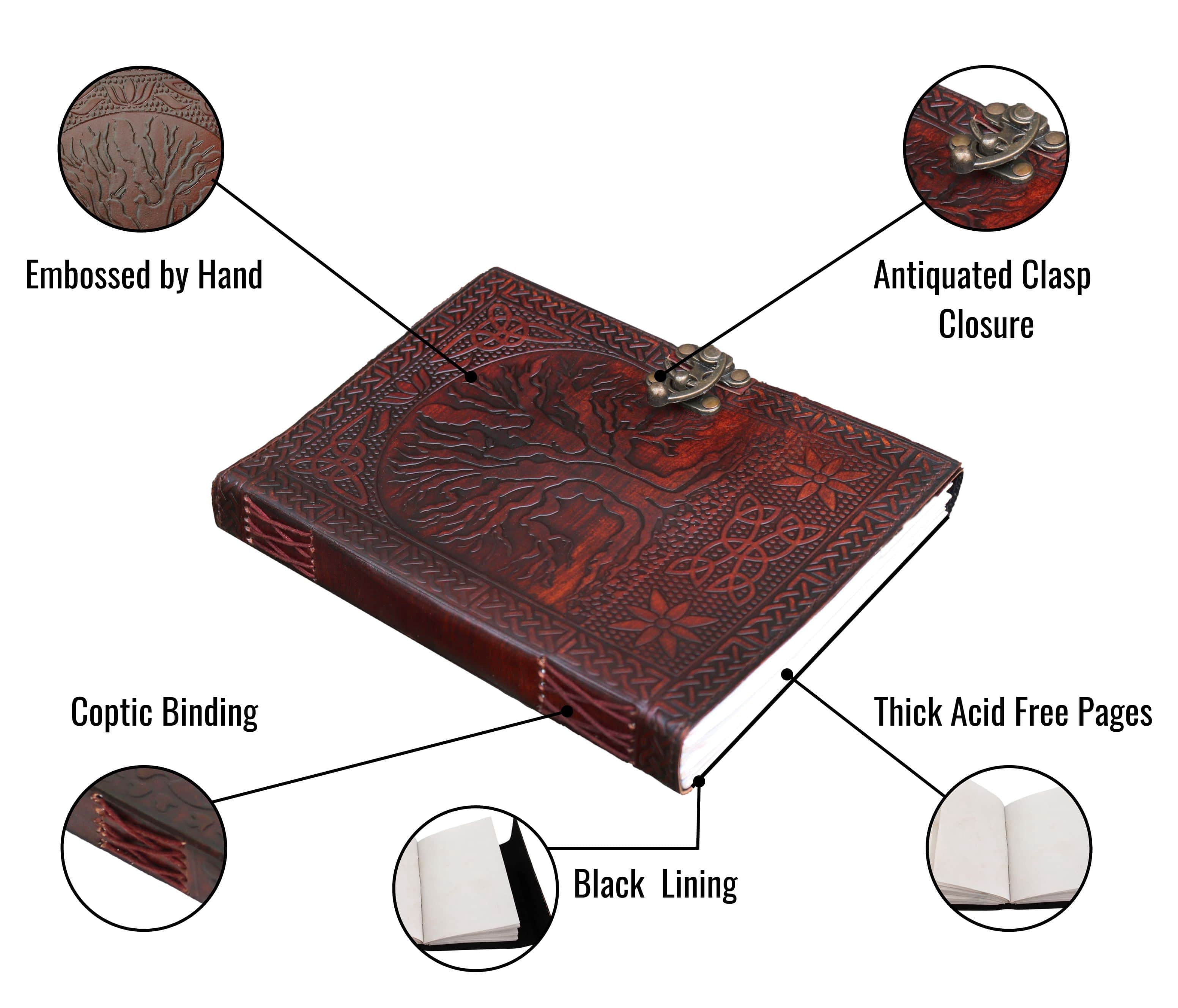 Jaald A5 Tree of Life Leather Journal Refillable Blank Notebook Travel Diary Daily Planner Writing Notepad Guestbook Gift for Artists