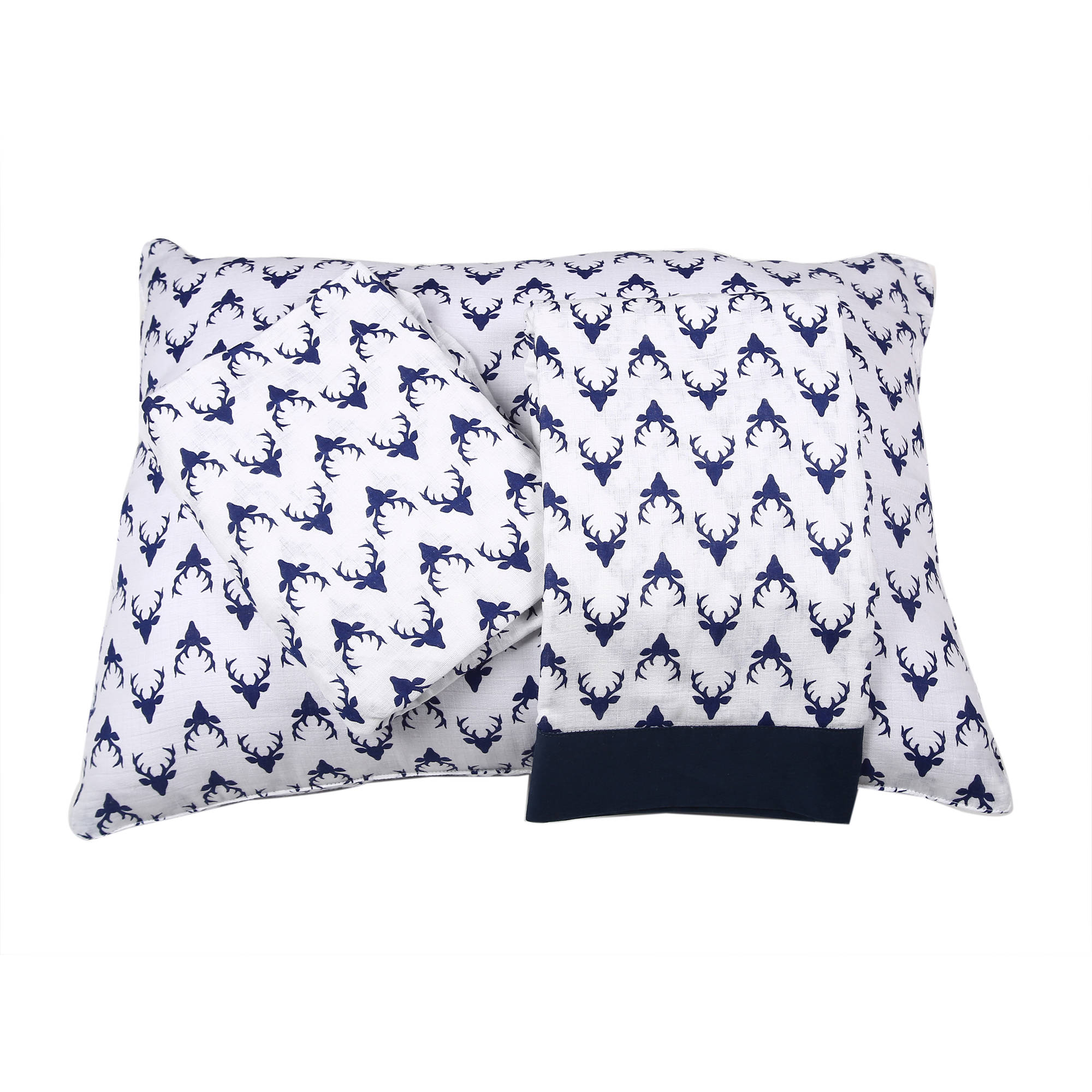 Bacati - Aztec/Tribal Navy 3-Piece 100% Cotton breathable Muslin Toddler Bedding Sheet Set, Bucks