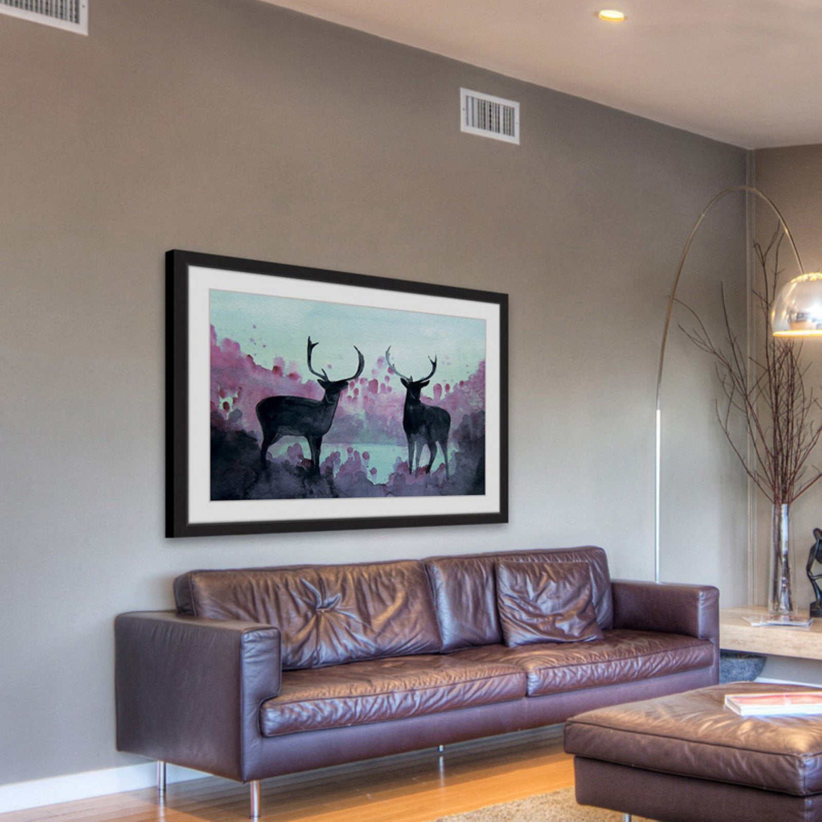 Marmont Hill "Watercolor Moose" by Christine Lindstrom Framed Painting Print
