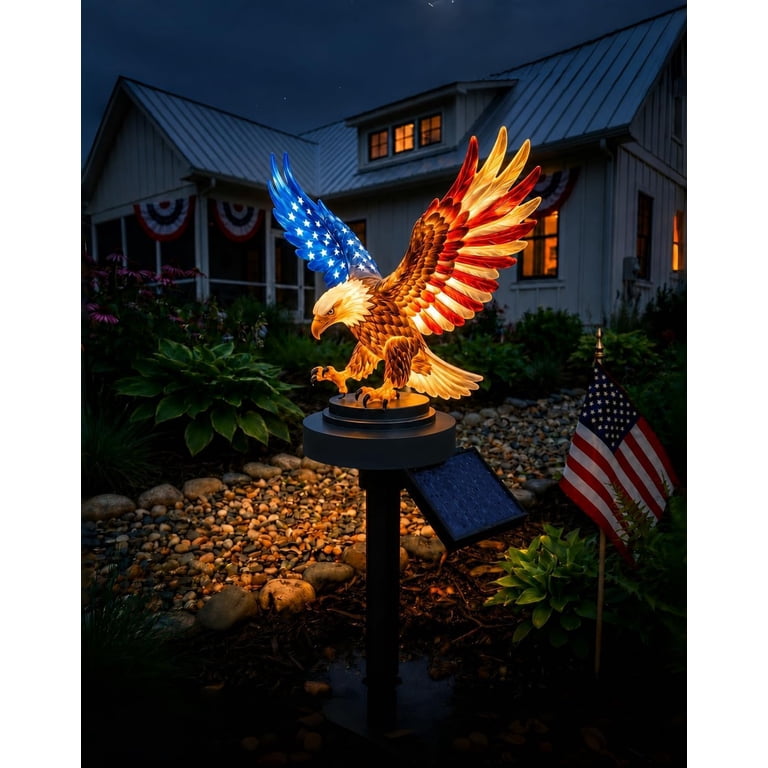 Clearance Solar Eagle Garden Light with Stake, 17.8in America 250