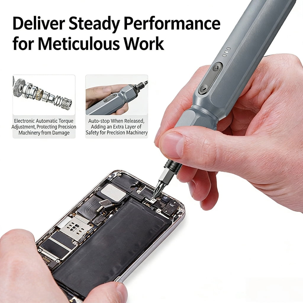Rechargeable Cordless Electric Screwdriver Power Tool Small Drill for Computer Outdoor Repair