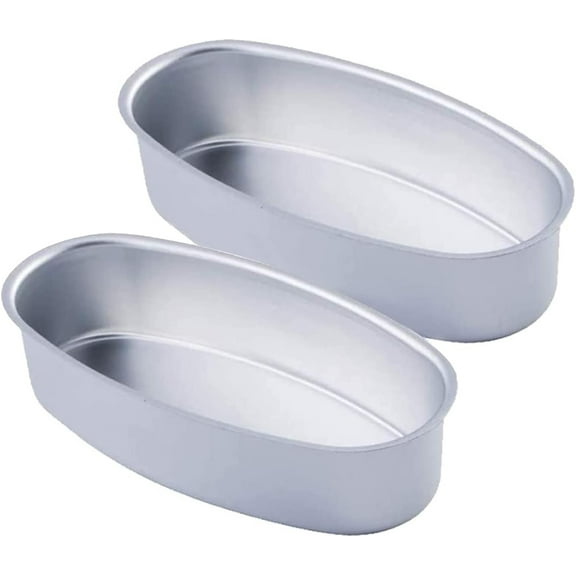 2 Pieces 8 Inches Oval Cheesecake Mold, Non-stick Bread Loaf Pan (Aluminum) for Baking at Home in Oven and Instant Pot