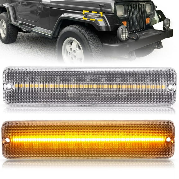 Kojem 2Pcs LED Side Marker Light for 1987-1995 Jeep Wrangler YJ Parking Lamps Reflectors Replaces 56001424 CH2550105