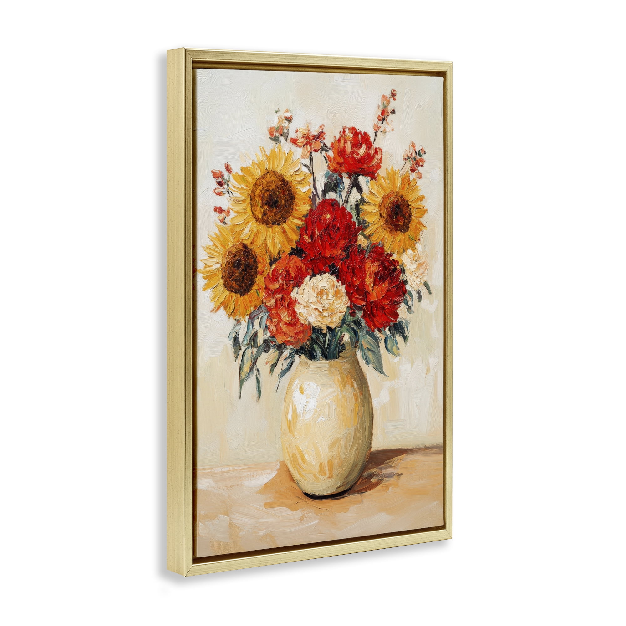 Charming Bouquet of Fall Gold Framed Floater Canvas Wall Art, design by Petal Prints Design