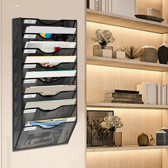 Archivador de pared colgante, organizador de correo, estante para revistas y cartas de montaje Simple 8 niveles