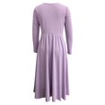 thumbnail image 4 of Gibobby Vestido largo casual de verano para mujer Mujer Suelto Tamaño grande Cómodo Color sólido Manga larga Cuello en V Botón Vestido informal(Morado,XL), 4 of 5