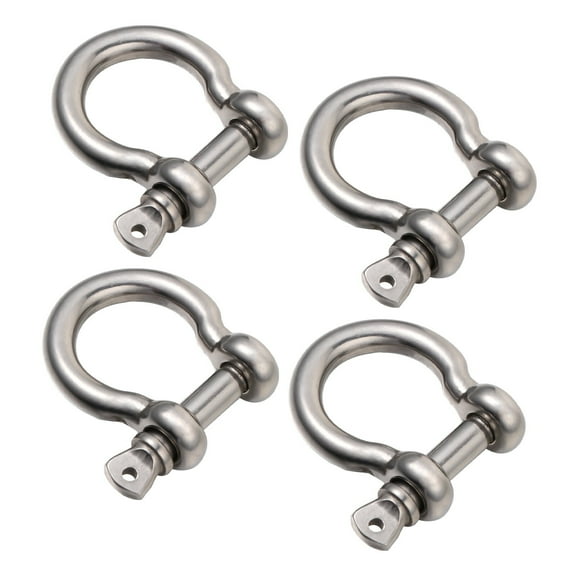Stainless Steel D-Shaped Shackle for Towing and Hauling Needs 4 Pieces Silver Color