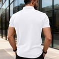 thumbnail image 4 of Mens 3 Buttons Polo Shirts Short Sleeve Casual Work Quick Dry Pique Jersey Golf Performance Tees White 3XL, 4 of 5