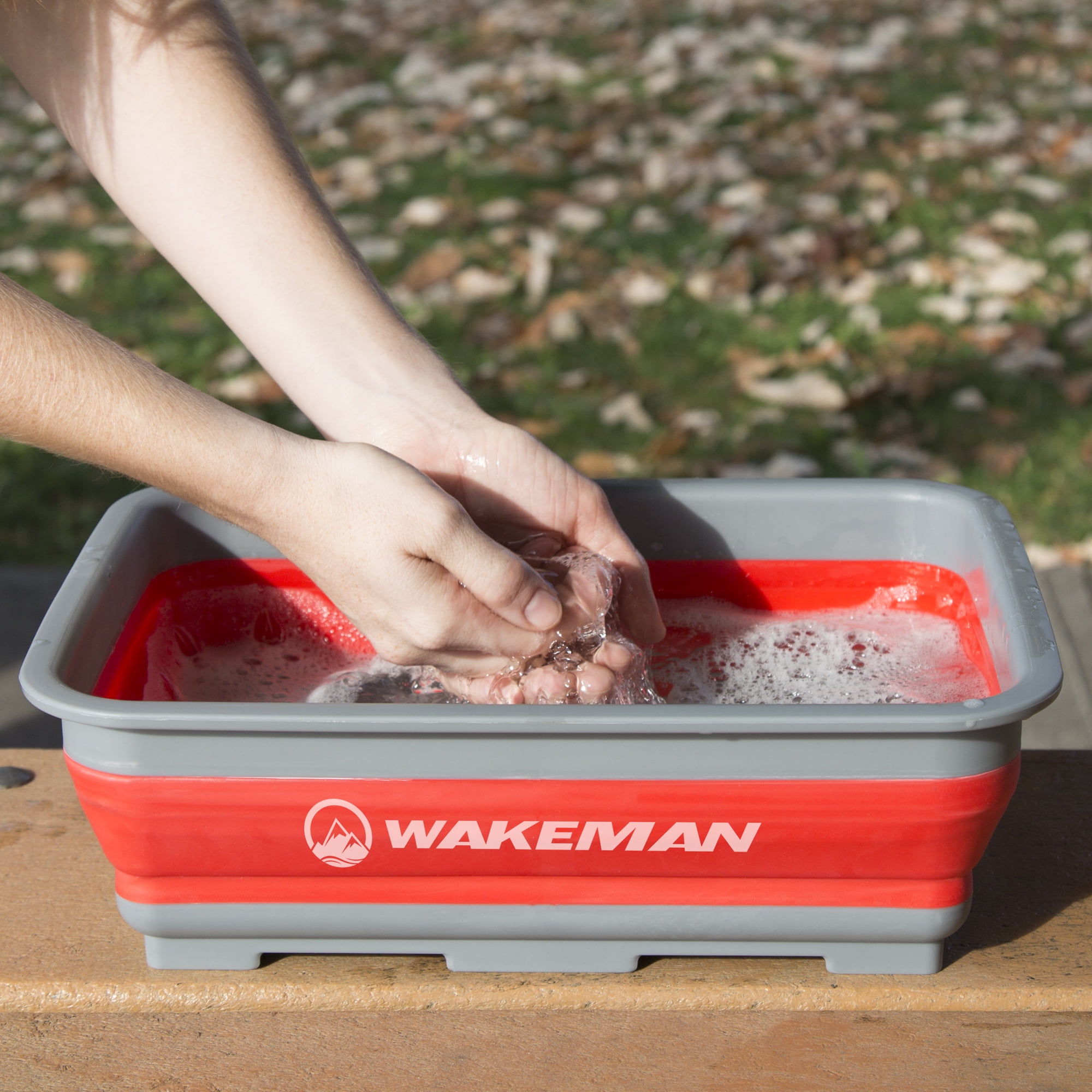 Collapsible Multiuse Wash Bin- Portable Wash Basin/Dish Tub/Ice Bucket with 10 L Capacity for Camping, Tailgating, More by Wakeman Outdoors