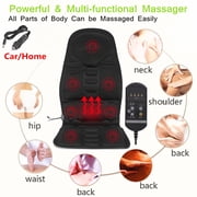 8 Mode 3 Intensity Car Home Chair Electric Full Body Kneading Rolling Vibration Massage Heat Mat Seat Cushion Lumbar Pad Full Back Neck Pain Relief Electric Body Massager