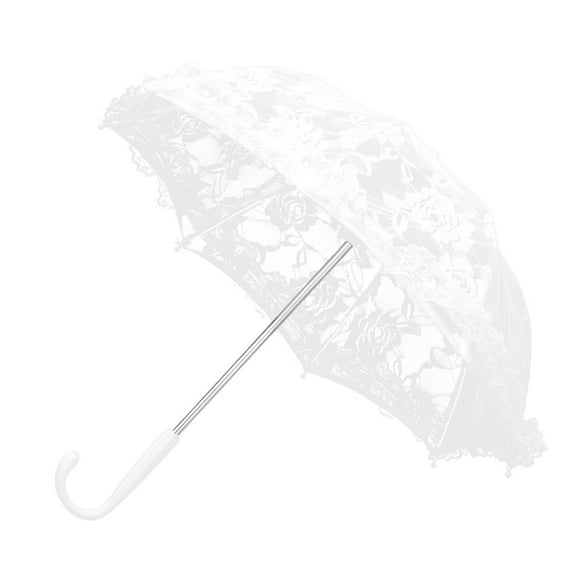 Lace Umbrella Craft Flowers Lace Embroidery Umbrella Unique Designed J-Handle Mini Decorative Umbrella White Lace Parasol Decoration Accessory For Party Decoration Bride Wedding