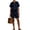 Dark Blue, variant on Two Piece Cotton Linen Short Sets for Women Summer Lounge Outfits for Casual Beach Daily Wear(No Bag)