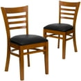 thumbnail image 2 of BizChair 2 Pack Ladder Back Cherry Wood Restaurant Chair - Black Vinyl Seat, 2 of 8