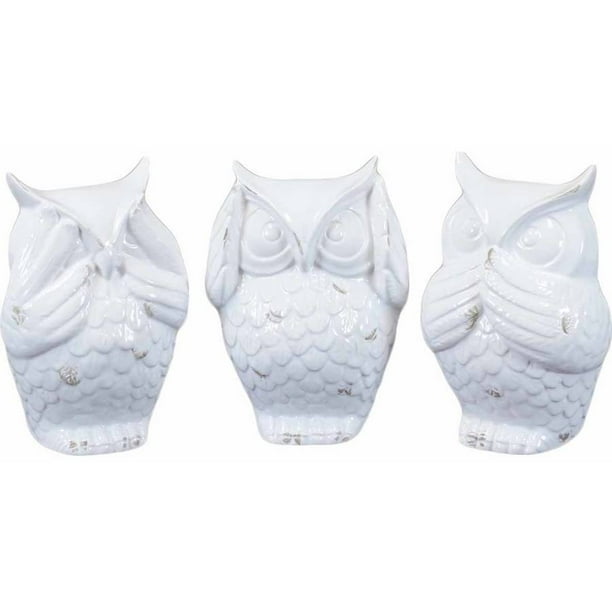 Urban Trends Collection Ceramic Owl Figurine Gloss Finish White Walmart Com Walmart Com