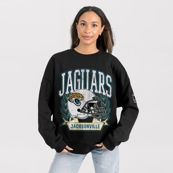 Women's Gameday Couture Black Jacksonville Jaguars Oversized Victory Lane Black Label Premium Fleece Sweatshirt