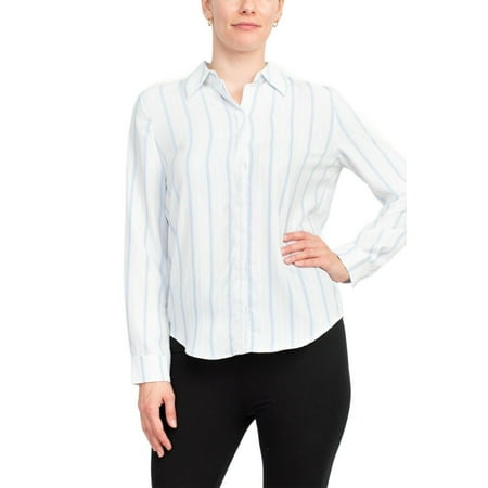 Philosophy Long Sleeve Collared Button Down Flow Striped Shirt