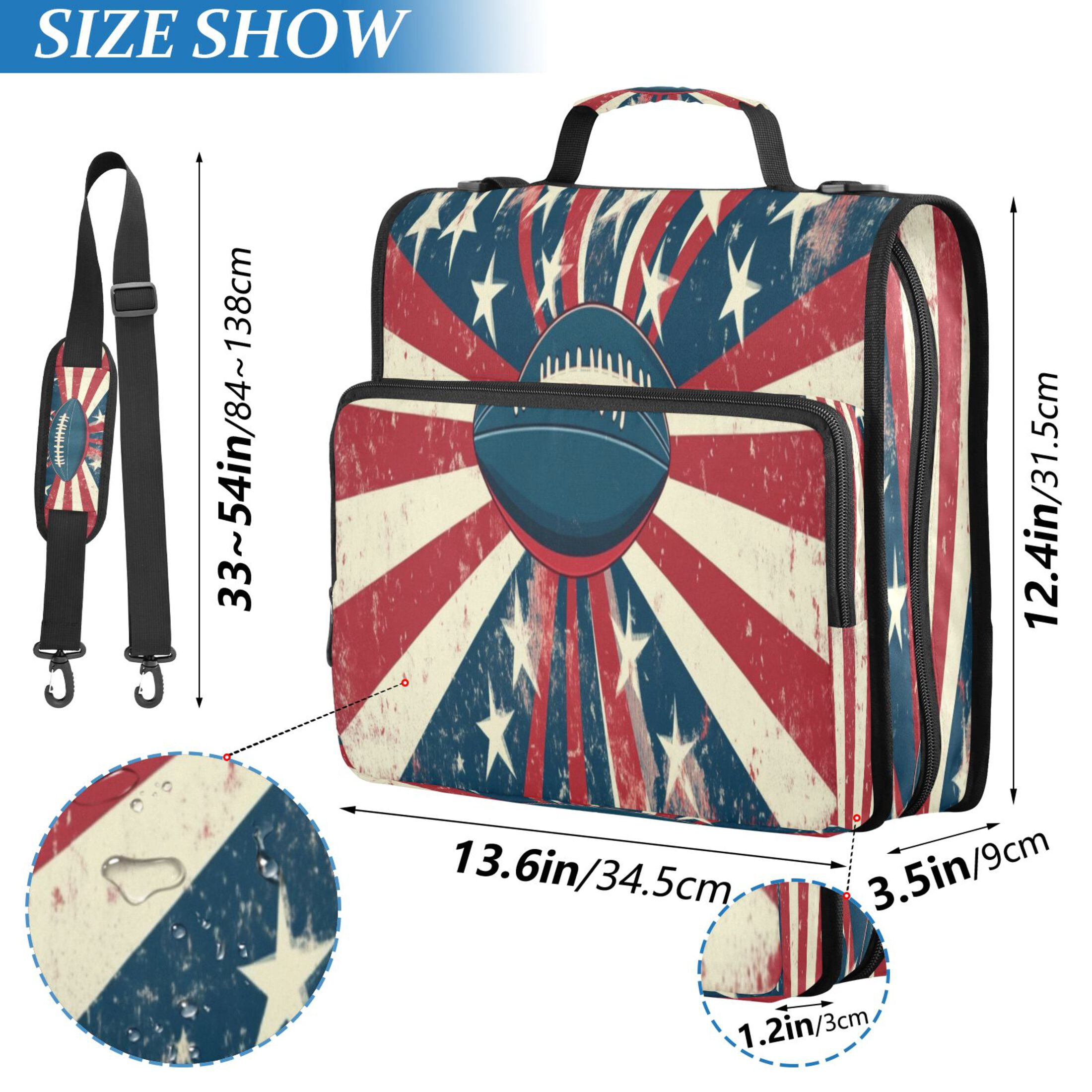 YAZAOO Zipper Binder trapper keeper Documents Organized Design Old Glory Football Printed