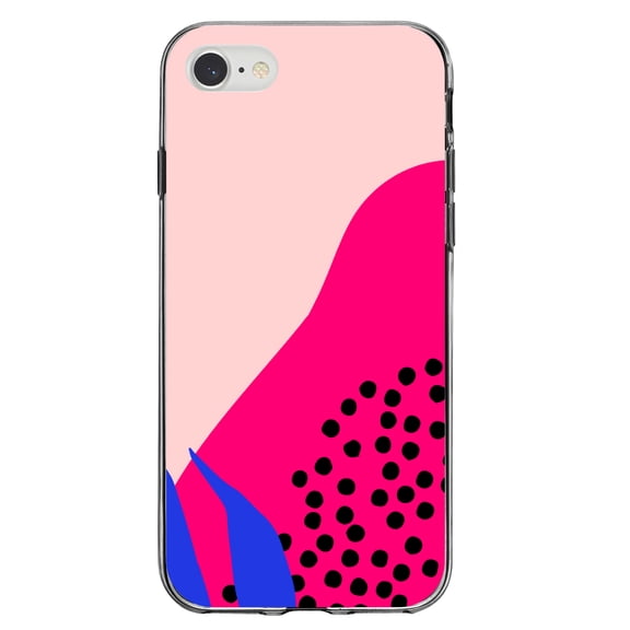 DistinctInk Clear Shockproof Hybrid Case for iPhone 7 8 SE (2020 Model) 4.7" Screen TPU Bumper Acrylic Back Tempered Glass Screen Protector - Summer Vibes Bold Flower Pink Blue Yellow