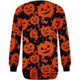 thumbnail image 3 of Chandail en Molleton Citrouille Chat pour Femmes Halloween Col Rond Pull Manches Longues Hauts Décontractés Amples, 3 of 5