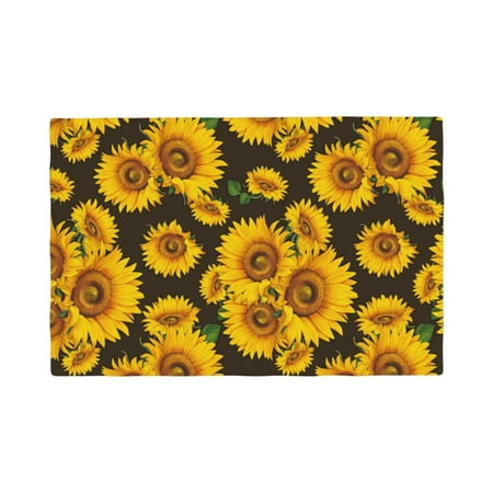 

Placemats Set of 6 Aesthetic sunflower leaf black Place mats for Dining Table Indoor/Outdoor Cute Heat Resistant Washable Table Mats(18 x 12 )