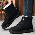 thumbnail image 7 of Leozcaa Womens Combat Boots Lace Up Ankle Boots Winter Snow Boot Fashion Plush Cotton Booties Shoes, 7 of 7