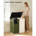 thumbnail image 2 of Large Double Laundry Hamper with Lid, Collapsible Clothes Hamper 2 section with Removable Bags, Space-Saving Laundry Basket for Bedroom, Dorm, College Avocado Green/Beige,145L, 2 of 9