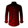 thumbnail image 4 of Men's Silky Satin Shirts Long Sleeve Button Down Gradient Color Collared Blouses Dressy Casual Fall Spring Tops (4XL, Wine), 4 of 7