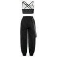 thumbnail image 2 of RUNQHUI Girls 2 Piece Street Dance Costume Hip Hop Jazz Performance Clothes Crop Top with Cargo Pants Black 12, 2 of 5