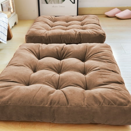

Floor Pillow Square Tufted Thicken Solid Square Cushion 22 x 22 Meditation Seat Cushion Khaki 2 Pcs