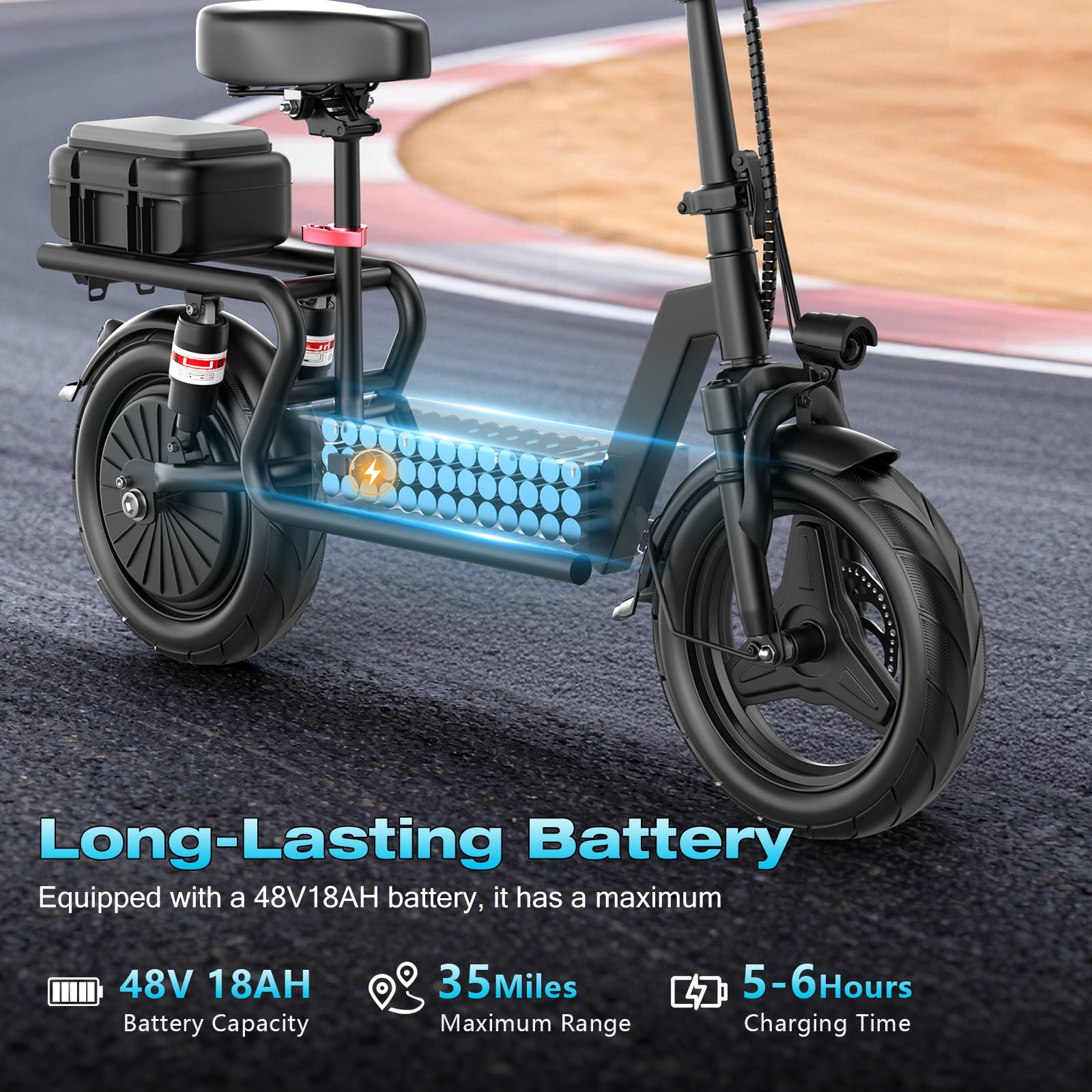 GWEIT Electric Scooter for Adults, 1000W Motor, 25 MPH, 35 Miles Range, Foldable, with Seat