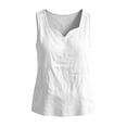 thumbnail image 5 of Noric Women's Cotton Linen Sleeveless Tank Top Scallop V-Neck Loose Fi Casual Summer Basic Tops, 5 of 6