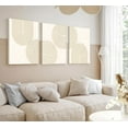 thumbnail image 6 of 3 Pcs Beige Boho Canvas Wall Art Neutral Geometric Symmetry Line Aesthetic Pictures Minimalist Prints Mid Century Modern Simple Abstract Painting Posters Wall Decor for Living Room 12x16in Framed, 6 of 6