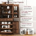 thumbnail image 6 of Harper & Bright Designs Farmhouse Kitchen Pantry Cabinet with Shelves and Door, Freestanding Cupboard Storage Cabinet with 2 Drawers and 3 Pull Out Cabinet Organizers, Brown, 6 of 17