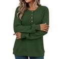 thumbnail image 4 of Teylalorva Women's Long Sleeve Round Neck Sweater Loose Stretchy Casual Fashion Pullover Top Army Green Size L, 4 of 5