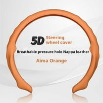 Nappa Leather Steering Wheel Cover,5D Ultra-Thin Car Steering Wheel Cover,Comfortable & Breathable Microfiber,Universal Fit for Most Cars, orange