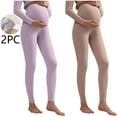 thumbnail image 2 of Riecok 2PC Maternity Leggings Elastic Waist Stretchy Pregnancy Pants Solid Support Belly Activewear Warm Leggings, 2 of 3