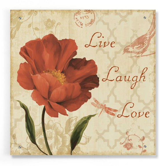 Epic Art 'Live Laugh Love Sq' by Lisa Audit, Acrylic Glass Wall Art, 24"x24"