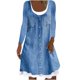 thumbnail image 2 of Vestido De Manga Larga, Vestido De Cuello Redondo Para Mujer Amigable Con La Piel A La Moda Para Oficina Para Citas Para Dama Cergrey Azul cielo puro XL, 2 of 4